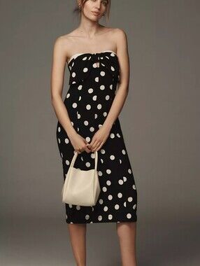 NWT Anthropologie Strapless Bow-Front Peep-Hole Midi Dress, Size Small